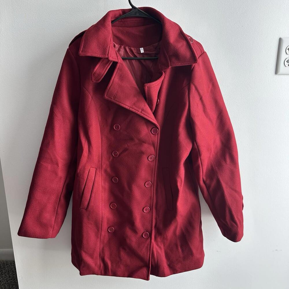 Unbranded Red Women’s Double Breasted Peacoat Size 3XL NWOT